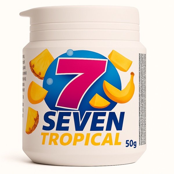 Round container tropical sugar-free chewing gum